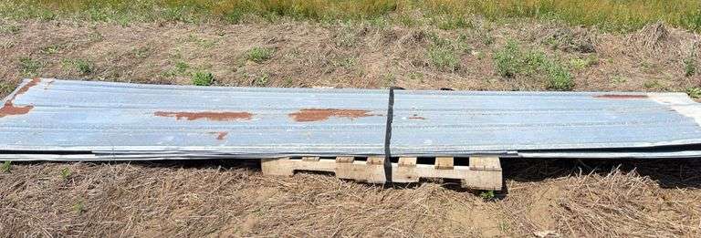 Nine Sheets of 14’ long Pole Barn Steel- 23”-34” wide