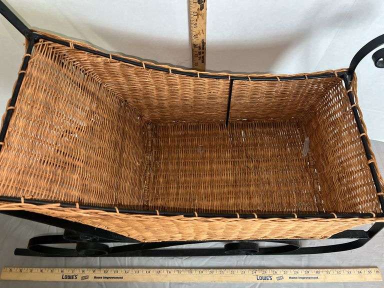 Vintage Wrought Iron & Wicker Sleigh