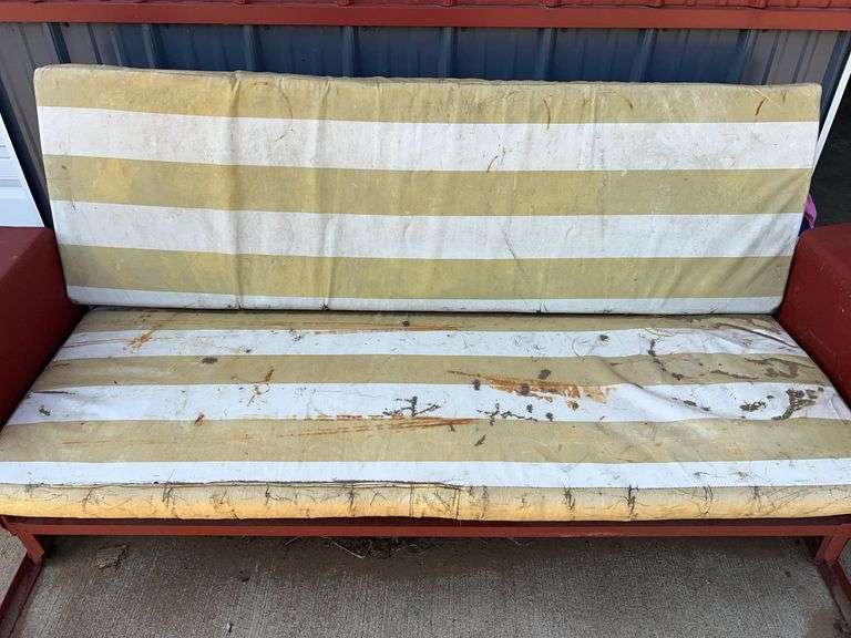Metal Vintage Red Glider Bench (77”L,36”T,32”D)