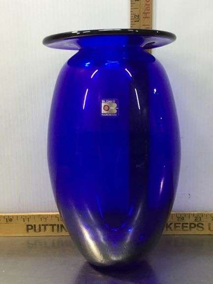 Blenko Handmade Cobalt Blue Vase