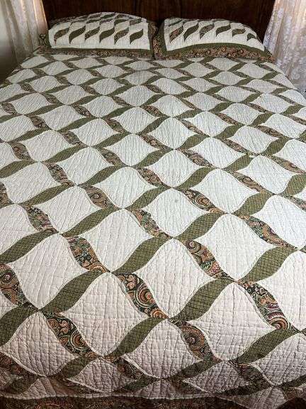 Full Sized Bed Frame, Mattress & Box Spring + Bedding