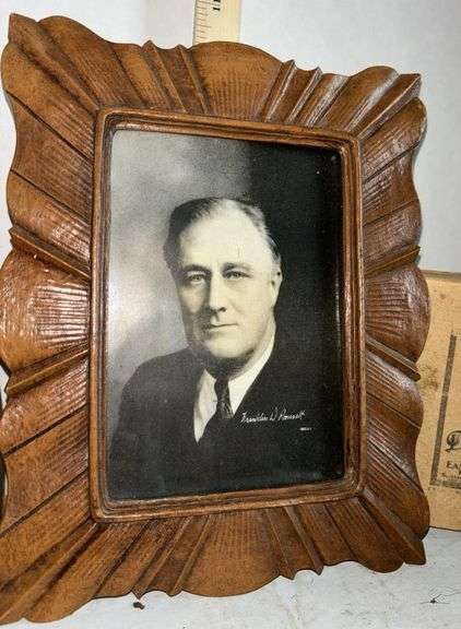 Franklin D. Roosevelt Photo in Wood Frame, 1900's Stereoscopic Viewer, Sharpening Stone & More