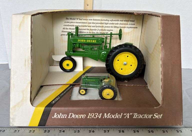 ERTL 1934 John Deere Model “A“ Tractor Set- 1/16th and 1/43rd Scale
