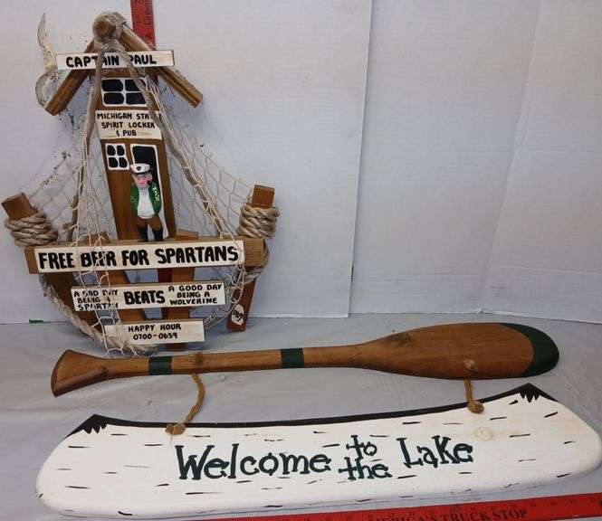 MSU "Free Beer For Spartans" Wall Hanging and Lake House Decor