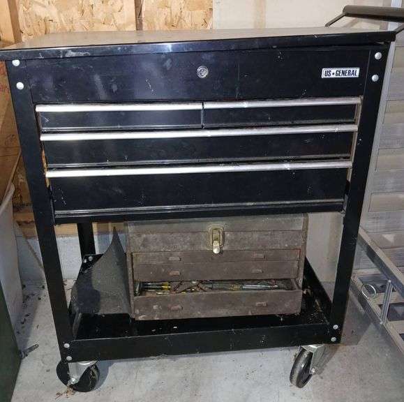 US General Lockable 38”x31”x18” Rolling Tool Cart & Metal Tool Box