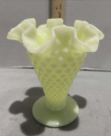 Fenton milk glass hobnail mini vase