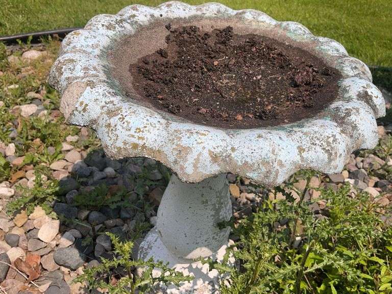 Cement Bird Bath (26” tall & 2’ round)
