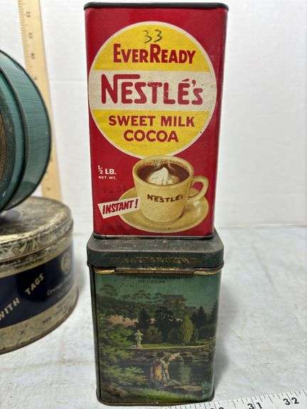 Grandmother, May Day, Tetley Tea Tins & Nestle's Cocoa Tin