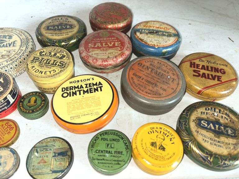 Watkins Unguent, Dodd’s Kidney Pills Box & Other Collectable Medicine Tins