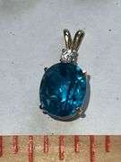 Marked 14K Blue Topaz Jewelry Set