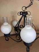 MCM Metal 19” long & 22” round Chandelier w/ 4 Extra Globes- not shown