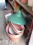 Scotts Stainless Steel Spreader, Lots of Planters, Tomato Cages, Old Stove & Fencing
