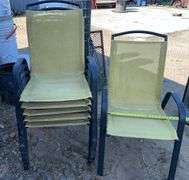 Six Aluminum Yellow Patio Chairs