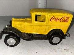 Cast Iron Yellow Taxi & Cast Iron Yellow Coca Cola Delivery Truck Car