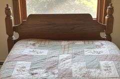 Wooden Twin Bed Frame, Mattress & Box Spring + Bedding