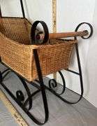 Vintage Wrought Iron & Wicker Sleigh