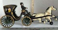Hand Painted Cast Iron Horse Drawn Carriage