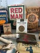 Old Gold Straight Cigarettes, Omar Tobacco Container, Red Man Tobacco & Many Other Tobacco Items