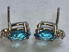 Marked 14K Blue Topaz Jewelry Set