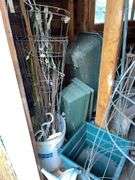Scotts Stainless Steel Spreader, Lots of Planters, Tomato Cages, Old Stove & Fencing