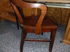 Wood 54"×32"×29" Desk w/ Glass Top & Chair