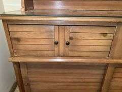 "Ethan Allen Style" Two Piece Wood Hutch w/ Drawers & Storage (63”T,46”L,16”D)