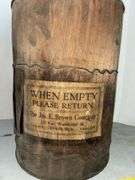 Wooden Kerosene Jug From The Jas. E. Brown Company in Detroit Michigan
