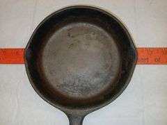 Two Wagner Cast Iron Pans & One Unmarked Cast Iron Pan w/ Heat Ring