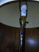 "Stiffel Style" Brass & Wood Table w/ Railing + 61" tall Floor Lamp