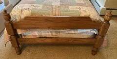 Wooden Twin Bed Frame, Mattress & Box Spring + Bedding