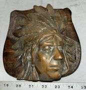 Native American Indian Chief Bronze Wall Plaque
