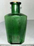 CLC Company Glass Green Ribbed  Medicine Bottles