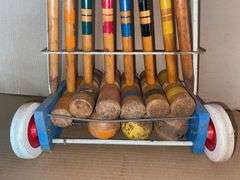 Six Person Vintage Croquet Set w/ Stand
