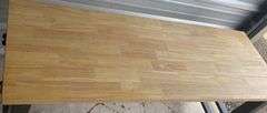 Wood Table w/ Adjustable Metal Legs & Power Strip On One End, Approx. 72” x 24”