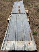 Nine Sheets of 14’ long Pole Barn Steel- 23”-34” wide