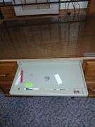 Wood 54"×32"×29" Desk w/ Glass Top & Chair