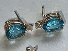 Marked 14K Blue Topaz Jewelry Set