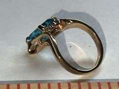Marked 14K Blue Topaz Jewelry Set