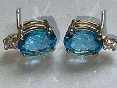 Marked 14K Blue Topaz Jewelry Set