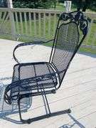 Metal 29” tall Table (54”x38”) w/ Six Chairs + Umbrella & 19” tall 24” round Side Table