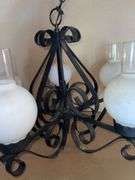 MCM Metal 19” long & 22” round Chandelier w/ 4 Extra Globes- not shown