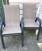 Four Patio Chairs & Five Stackable Plastic Chairs + 42” Round Metal Table & Umbrella