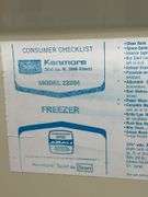 Sears Kenmore Model 22204, 20.0 cu. ft. Stand Up Freezer- works well