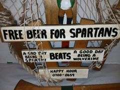 MSU "Free Beer For Spartans" Wall Hanging and Lake House Decor