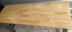 Wood Table w/ Adjustable Metal Legs & Power Strip On One End, Approx. 72” x 24”
