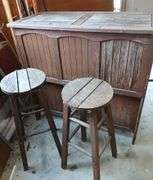 Wooden 42"×20"×40" Bar and Two Stools