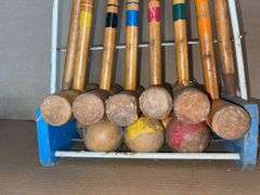 Six Person Vintage Croquet Set w/ Stand