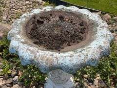 Cement Bird Bath (26” tall & 2’ round)