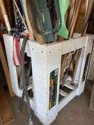 28” tall Wood 23”x23” Tool Caddy + Lawn & Garden Tools