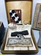 Pair Mens Gray Wool Spats, Detachable Collars, Buttons & Bow Ties